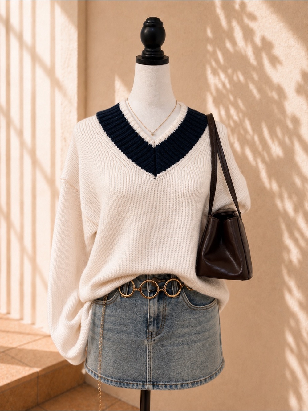 Abercrombie & Fitch Merino Wool Blend Contrast Collar Knit Sweater XS